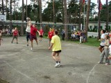 Playing volleyball